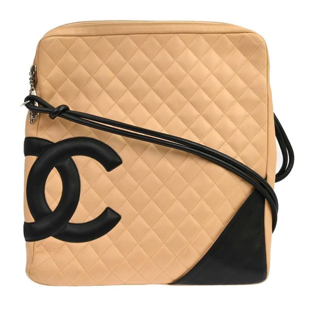 Chanel Cambon Crossbody Bag Calfskin Leather Beige Leather Shoulder Bag Bag